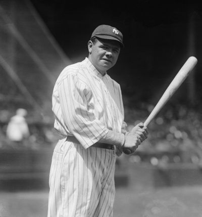 Baseball Player Babe Ruth Holding Bat